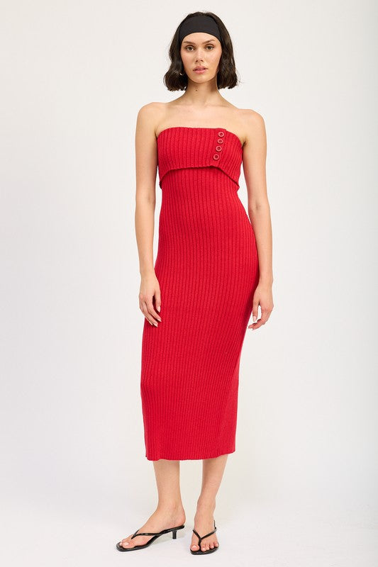 FOLD OVER RIBBED TUBE DRESS-Emory Park-[option4]-[option5]-[option6]-[option7]-[option8]-Shop-Boutique-Clothing-for-Women-Online