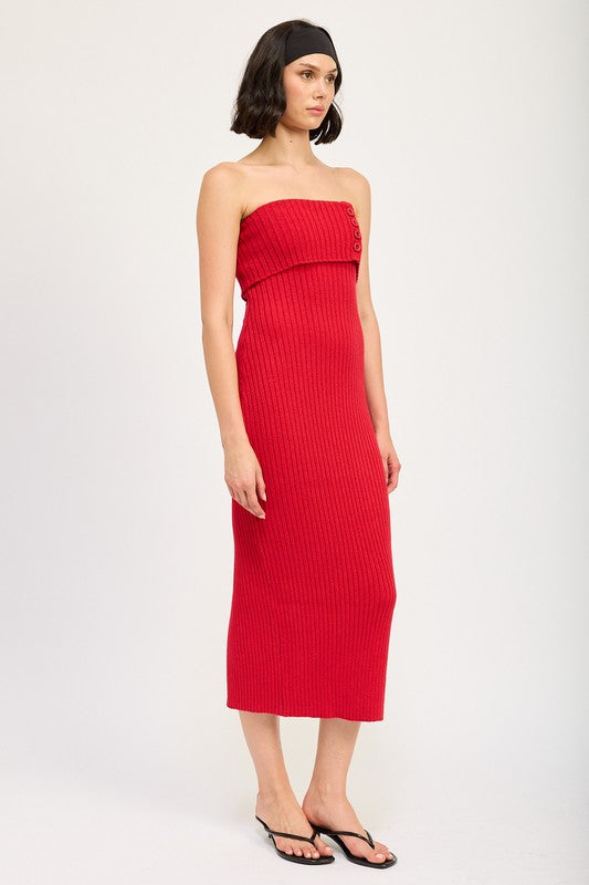 FOLD OVER RIBBED TUBE DRESS-Emory Park-[option4]-[option5]-[option6]-[option7]-[option8]-Shop-Boutique-Clothing-for-Women-Online