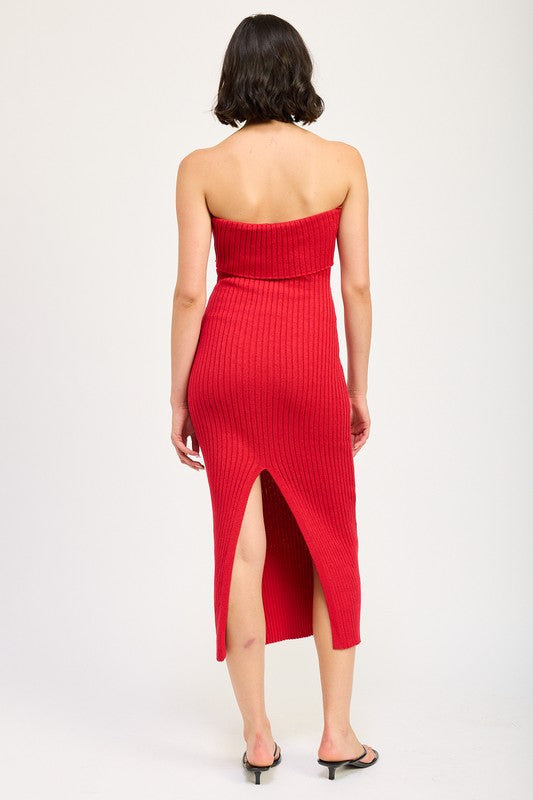 FOLD OVER RIBBED TUBE DRESS-Emory Park-[option4]-[option5]-[option6]-[option7]-[option8]-Shop-Boutique-Clothing-for-Women-Online