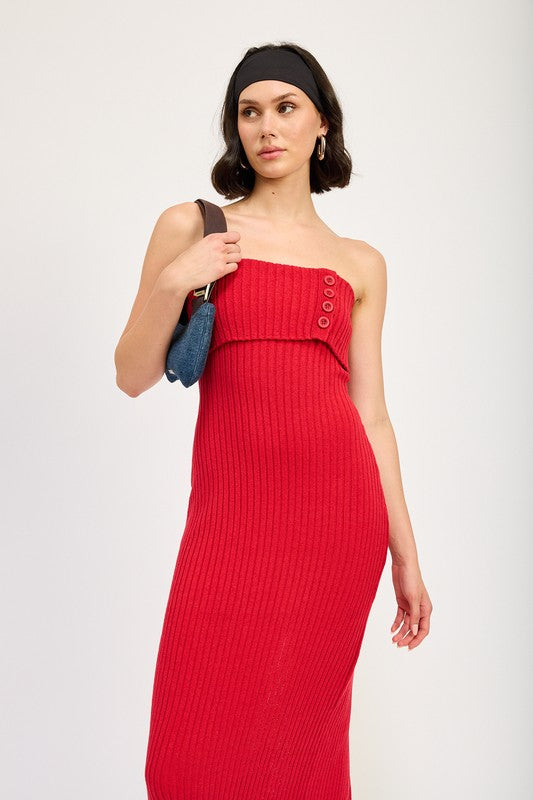 FOLD OVER RIBBED TUBE DRESS-Emory Park-[option4]-[option5]-[option6]-[option7]-[option8]-Shop-Boutique-Clothing-for-Women-Online