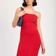 FOLD OVER RIBBED TUBE DRESS-Emory Park-[option4]-[option5]-[option6]-[option7]-[option8]-Shop-Boutique-Clothing-for-Women-Online