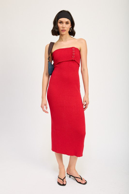 FOLD OVER RIBBED TUBE DRESS-Emory Park-RED-S-[option4]-[option5]-[option6]-[option7]-[option8]-Shop-Boutique-Clothing-for-Women-Online