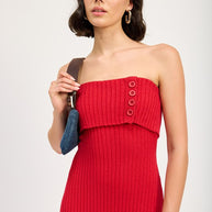 FOLD OVER RIBBED TUBE DRESS-Emory Park-[option4]-[option5]-[option6]-[option7]-[option8]-Shop-Boutique-Clothing-for-Women-Online