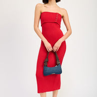 FOLD OVER RIBBED TUBE DRESS-Emory Park-[option4]-[option5]-[option6]-[option7]-[option8]-Shop-Boutique-Clothing-for-Women-Online