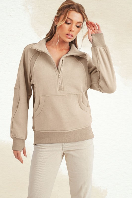 Long Dove Funnel Neck Half Long Zip-Aemi + Co-OAT-S-[option4]-[option5]-[option6]-[option7]-[option8]-Shop-Boutique-Clothing-for-Women-Online