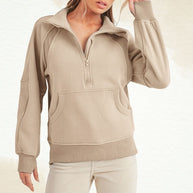 Long Dove Funnel Neck Half Long Zip-Aemi + Co-OAT-S-[option4]-[option5]-[option6]-[option7]-[option8]-Shop-Boutique-Clothing-for-Women-Online