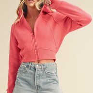 Deva Cropped Hooded Jacket-Aemi + Co-CORAL-S-[option4]-[option5]-[option6]-[option7]-[option8]-Shop-Boutique-Clothing-for-Women-Online