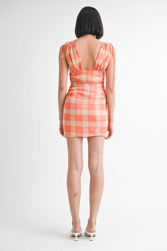 SHIRRED MINI DRESS WITH SHOULDER TIE-Emory Park-[option4]-[option5]-[option6]-[option7]-[option8]-Shop-Boutique-Clothing-for-Women-Online