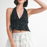 BABYDOLL HOT FIX HALTER TOP-Emory Park-BLACK-S-[option4]-[option5]-[option6]-[option7]-[option8]-Shop-Boutique-Clothing-for-Women-Online
