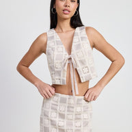 SLEEVELESS V NECK JACQUARD TOP-Emory Park-NATURAL-S-[option4]-[option5]-[option6]-[option7]-[option8]-Shop-Boutique-Clothing-for-Women-Online