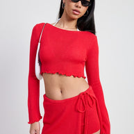 LONG SLEEVE BOAT NECK CROPPED TOP-Emory Park-RED-S-[option4]-[option5]-[option6]-[option7]-[option8]-Shop-Boutique-Clothing-for-Women-Online