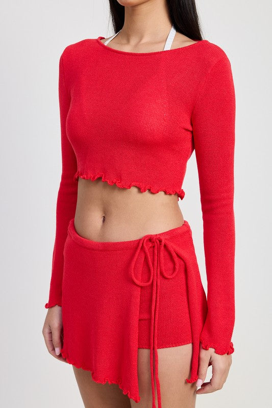 LONG SLEEVE BOAT NECK CROPPED TOP-Emory Park-[option4]-[option5]-[option6]-[option7]-[option8]-Shop-Boutique-Clothing-for-Women-Online
