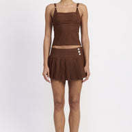 PLEATED MINI SKORT-Emory Park-CHOCOLATE BROWN-S-[option4]-[option5]-[option6]-[option7]-[option8]-Shop-Boutique-Clothing-for-Women-Online