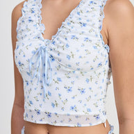 RUCHED FLORAL TOP WITH BOW DETAIL-Emory Park-[option4]-[option5]-[option6]-[option7]-[option8]-Shop-Boutique-Clothing-for-Women-Online