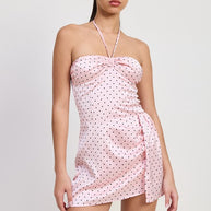 MINI HALTER POLKA DOT DRESS-Emory Park-PINK BLACK POLKA-S-[option4]-[option5]-[option6]-[option7]-[option8]-Shop-Boutique-Clothing-for-Women-Online