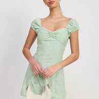MIX MEDIA MINI RUCHED DRESS-Emory Park-MINT-S-[option4]-[option5]-[option6]-[option7]-[option8]-Shop-Boutique-Clothing-for-Women-Online