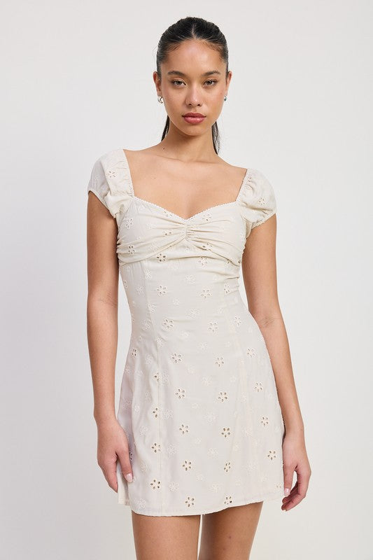 MIX MEDIA MINI RUCHED DRESS-Emory Park-IVORY-S-[option4]-[option5]-[option6]-[option7]-[option8]-Shop-Boutique-Clothing-for-Women-Online