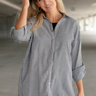 Mixed Houndstooth Button Up Top-Womens-Ave Shops-[option4]-[option5]-[option6]-[option7]-[option8]-Shop-Boutique-Clothing-for-Women-Online
