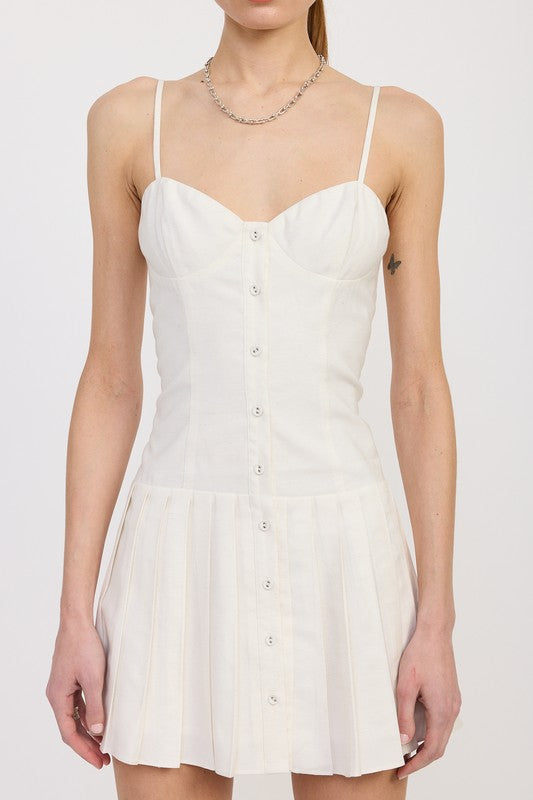 SPAGHETTI STRAP PLEATED MINI DRESS-Emory Park-[option4]-[option5]-[option6]-[option7]-[option8]-Shop-Boutique-Clothing-for-Women-Online