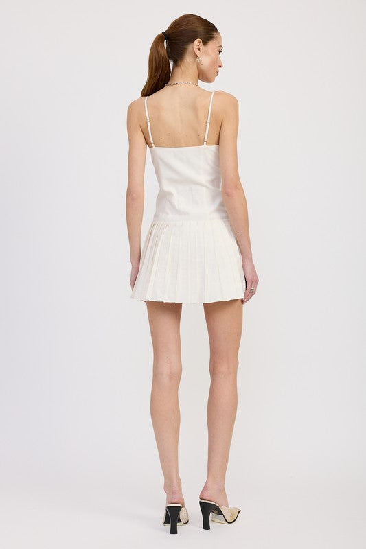 SPAGHETTI STRAP PLEATED MINI DRESS-Emory Park-[option4]-[option5]-[option6]-[option7]-[option8]-Shop-Boutique-Clothing-for-Women-Online