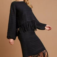 Umgee Crochet Knit Crop Top with Frey Hem-Sweaters-Trendsi-[option4]-[option5]-[option6]-[option7]-[option8]-Shop-Boutique-Clothing-for-Women-Online