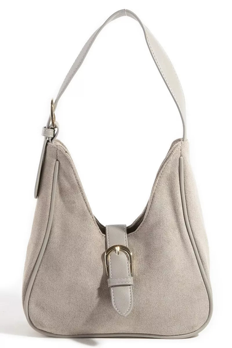 Fame Buckle Accent Faux Suede Hand Bag-handbag-Trendsi-KA-one size-[option4]-[option5]-[option6]-[option7]-[option8]-Shop-Boutique-Clothing-for-Women-Online
