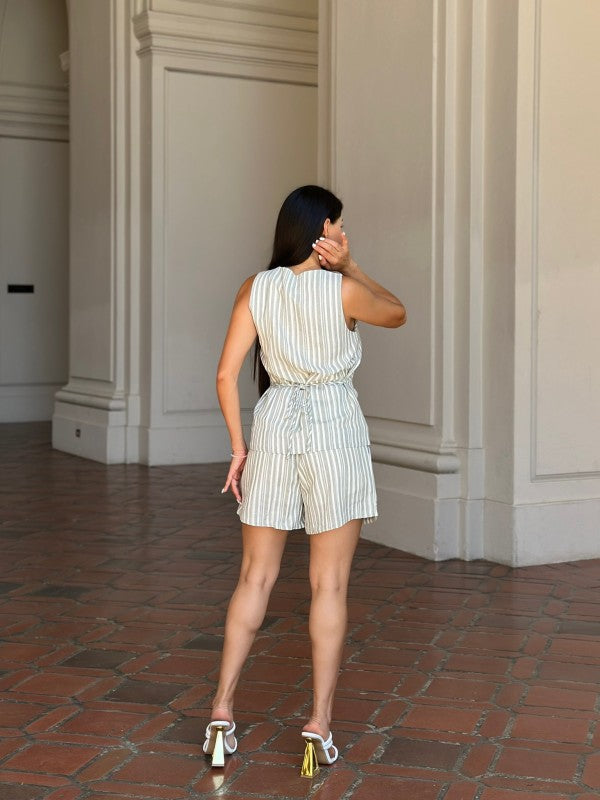 Linen Stripe Pocketed Shorts and Vest Set-ACG Los Angeles-[option4]-[option5]-[option6]-[option7]-[option8]-Shop-Boutique-Clothing-for-Women-Online
