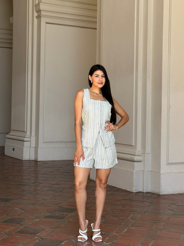 Linen Stripe Pocketed Shorts and Vest Set-ACG Los Angeles-[option4]-[option5]-[option6]-[option7]-[option8]-Shop-Boutique-Clothing-for-Women-Online