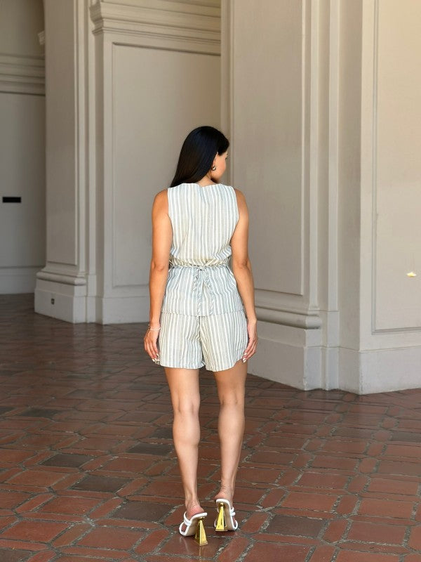 Linen Stripe Pocketed Shorts and Vest Set-ACG Los Angeles-[option4]-[option5]-[option6]-[option7]-[option8]-Shop-Boutique-Clothing-for-Women-Online