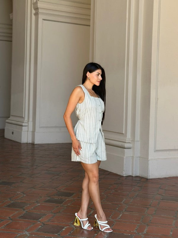 Linen Stripe Pocketed Shorts and Vest Set-ACG Los Angeles-[option4]-[option5]-[option6]-[option7]-[option8]-Shop-Boutique-Clothing-for-Women-Online