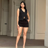 Two Button Solid Dressy Vest with Adjustable Back-ACG Los Angeles-Black-S-[option4]-[option5]-[option6]-[option7]-[option8]-Shop-Boutique-Clothing-for-Women-Online