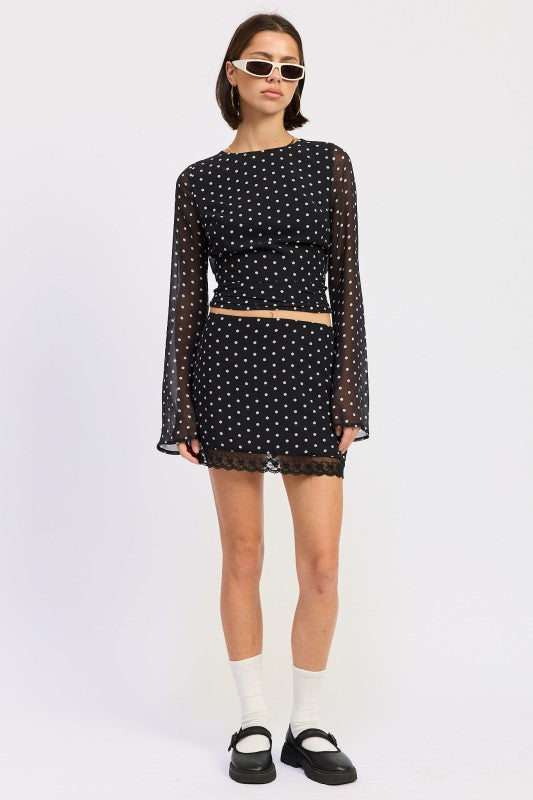 POLKAT DOT MINI LACE SKIRT-Emory Park-BLACK POLKA DOT-S-[option4]-[option5]-[option6]-[option7]-[option8]-Shop-Boutique-Clothing-for-Women-Online