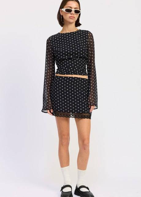 POLKAT DOT MINI LACE SKIRT-Emory Park-BLACK POLKA DOT-S-[option4]-[option5]-[option6]-[option7]-[option8]-Shop-Boutique-Clothing-for-Women-Online