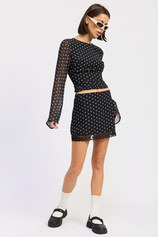POLKAT DOT MINI LACE SKIRT-Emory Park-[option4]-[option5]-[option6]-[option7]-[option8]-Shop-Boutique-Clothing-for-Women-Online