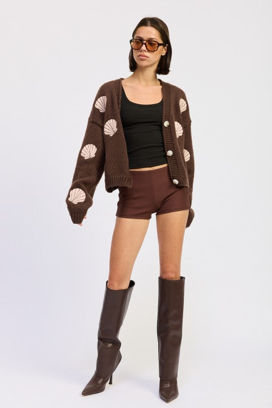 V NECK BUTTON FRONT APPLIQUE CARDIGAN-Emory Park-[option4]-[option5]-[option6]-[option7]-[option8]-Shop-Boutique-Clothing-for-Women-Online