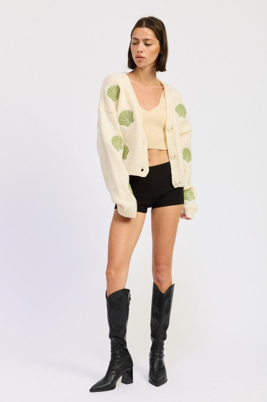 V NECK BUTTON FRONT APPLIQUE CARDIGAN-Emory Park-[option4]-[option5]-[option6]-[option7]-[option8]-Shop-Boutique-Clothing-for-Women-Online