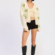 V NECK BUTTON FRONT APPLIQUE CARDIGAN-Emory Park-[option4]-[option5]-[option6]-[option7]-[option8]-Shop-Boutique-Clothing-for-Women-Online