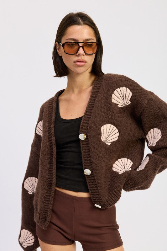 V NECK BUTTON FRONT APPLIQUE CARDIGAN-Emory Park-[option4]-[option5]-[option6]-[option7]-[option8]-Shop-Boutique-Clothing-for-Women-Online