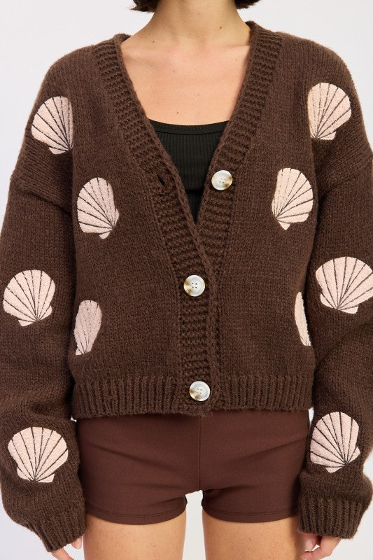 V NECK BUTTON FRONT APPLIQUE CARDIGAN-Emory Park-[option4]-[option5]-[option6]-[option7]-[option8]-Shop-Boutique-Clothing-for-Women-Online