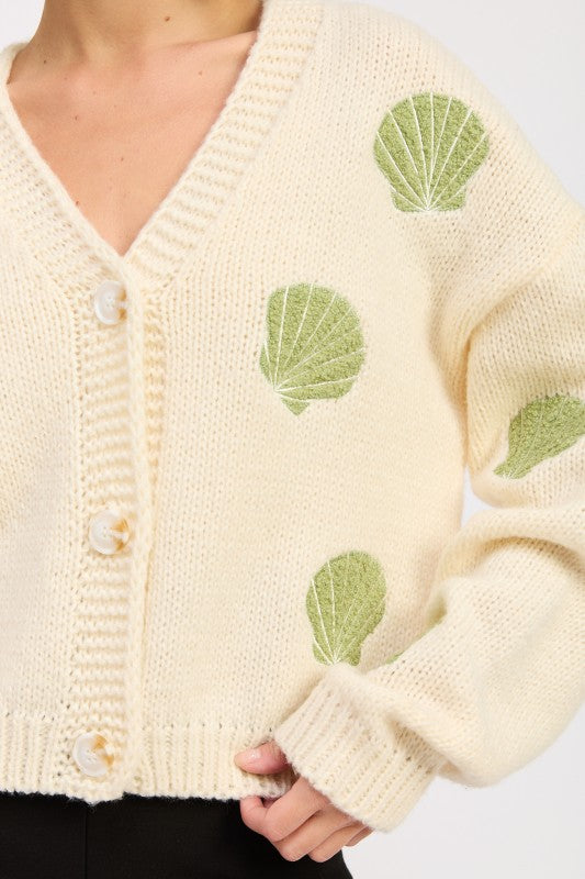V NECK BUTTON FRONT APPLIQUE CARDIGAN-Emory Park-[option4]-[option5]-[option6]-[option7]-[option8]-Shop-Boutique-Clothing-for-Women-Online