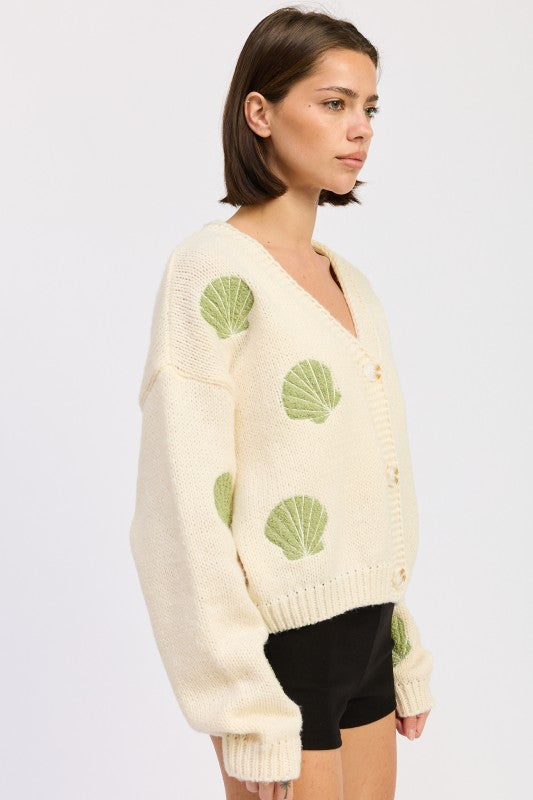 V NECK BUTTON FRONT APPLIQUE CARDIGAN-Emory Park-[option4]-[option5]-[option6]-[option7]-[option8]-Shop-Boutique-Clothing-for-Women-Online