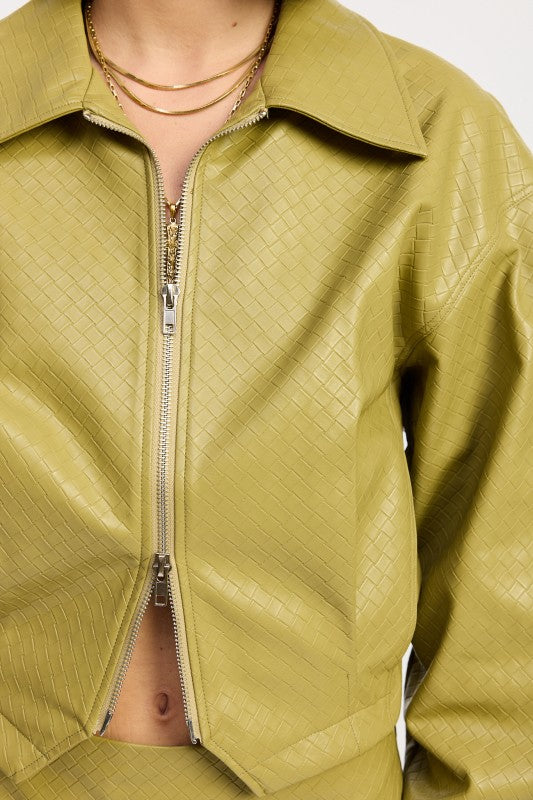 CROPPED JACKET WITH COLLAR AND ZIPPER-Emory Park-[option4]-[option5]-[option6]-[option7]-[option8]-Shop-Boutique-Clothing-for-Women-Online