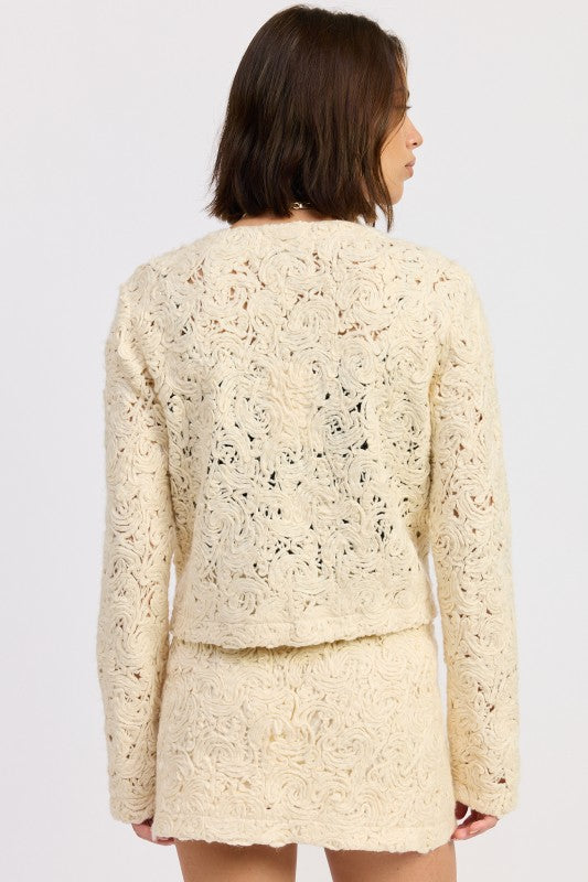 NOVELTY MACRAME CROPPED JACKET-Emory Park-[option4]-[option5]-[option6]-[option7]-[option8]-Shop-Boutique-Clothing-for-Women-Online