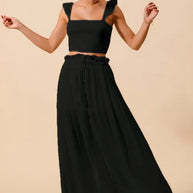 SO ME Smocked Top and Flowy Maxi Skirt Set-Sets-Trendsi-BLACK-S-[option4]-[option5]-[option6]-[option7]-[option8]-Shop-Boutique-Clothing-for-Women-Online