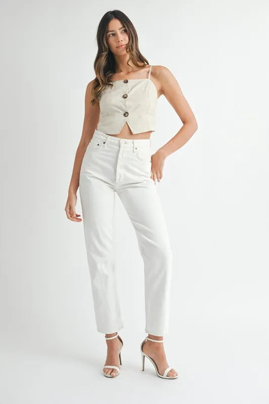 MABLE Linen Mix Button Down Tank Top-Tank Tops & Camis-Trendsi-[option4]-[option5]-[option6]-[option7]-[option8]-Shop-Boutique-Clothing-for-Women-Online
