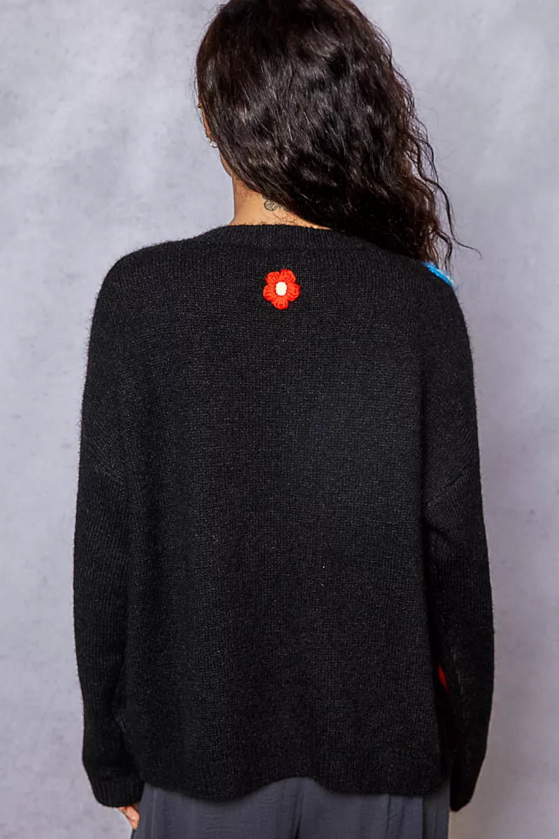 POL Button Down Diamond Pattern Round Neck Cardigan-Cardigan-Trendsi-[option4]-[option5]-[option6]-[option7]-[option8]-Shop-Boutique-Clothing-for-Women-Online