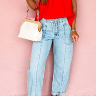 Drawstring Washed Relaxed Fit Boyfriend Jeans-Jeans-Trendsi-[option4]-[option5]-[option6]-[option7]-[option8]-Shop-Boutique-Clothing-for-Women-Online