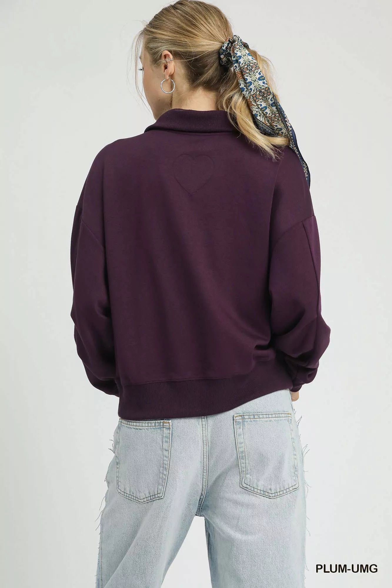 Umgee Half Zip Drop Shoulder Sweatshirt-Sweatshirts-Trendsi-[option4]-[option5]-[option6]-[option7]-[option8]-Shop-Boutique-Clothing-for-Women-Online