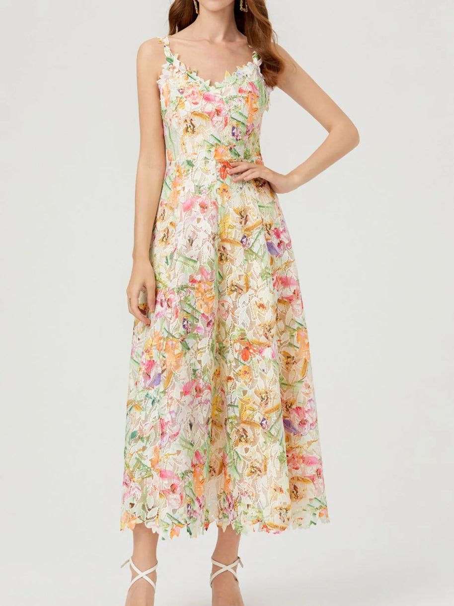 Floral Lace Sleeveless V-Neck Midi Dress-Dresses-Trendsi-Apricot-S-[option4]-[option5]-[option6]-[option7]-[option8]-Shop-Boutique-Clothing-for-Women-Online