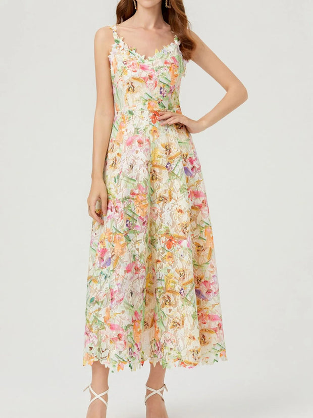 Floral Lace Sleeveless V-Neck Midi Dress-Dresses-Trendsi-Apricot-S-[option4]-[option5]-[option6]-[option7]-[option8]-Shop-Boutique-Clothing-for-Women-Online